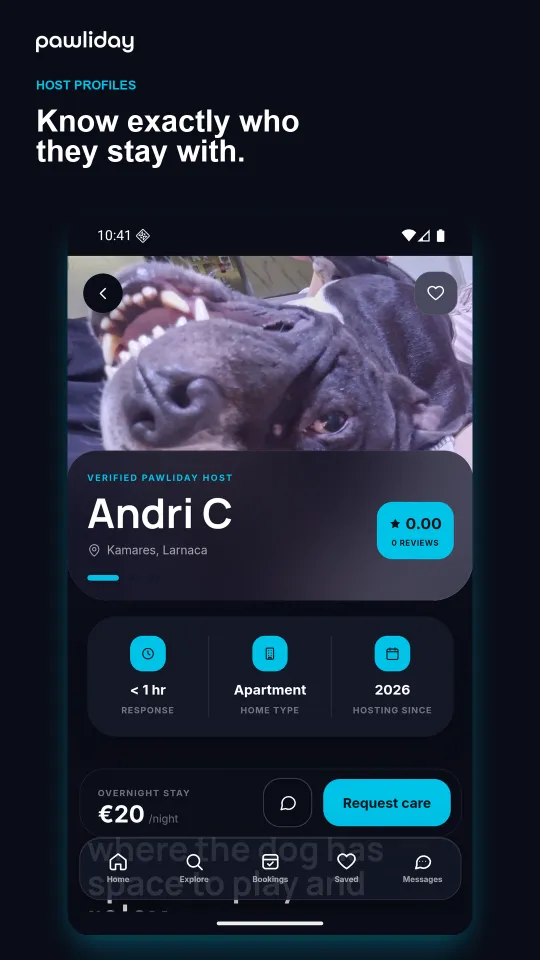 Know who you are meeting screen in the Pawliday Android app